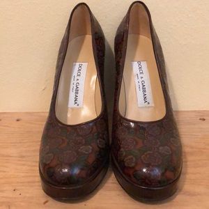 Dolce & Gabbana Brown Floral Heels